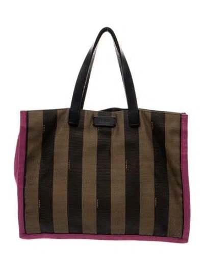 Pre-owned Fendi Pequin Shoulder Bag In Brown