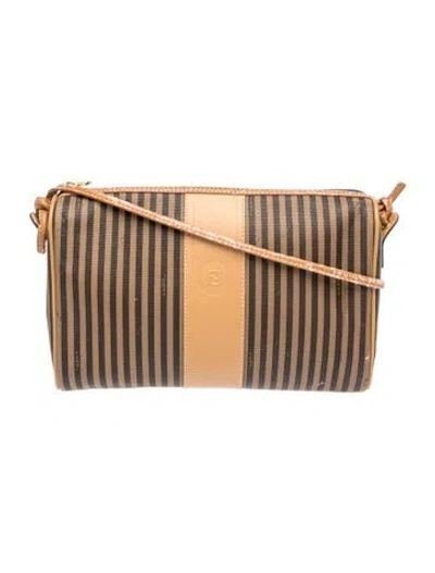 Pre-owned Fendi Pequin Shoulder Bag Vintage In Brown
