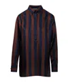 Fendi Striped Silk Shirt In Black