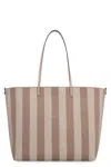 Fendi Reversible Shopper In Pequin Striped And Dove Grey Ff Fabric