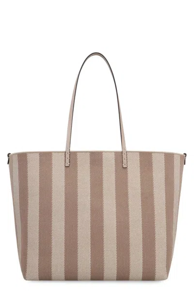 FENDI FENDI PEQUIN STRIPED AND FF FABRIC ROLL LARGE REVERSIBLE SHOPPER