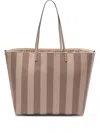 Fendi Reversible Shopper In Pequin Striped And Dove Grey Ff Fabric