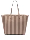 Fendi Reversible Shopper In Pequin Striped And Dove Grey Ff Fabric