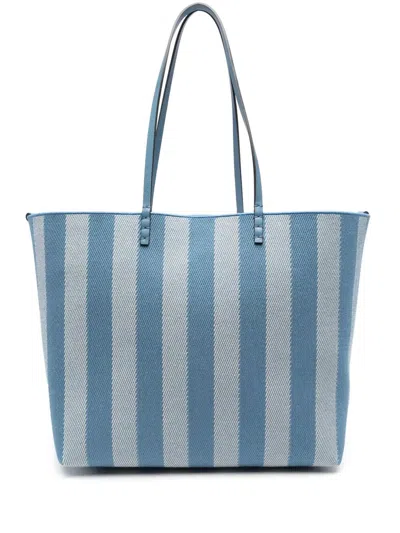 FENDI PEQUIN STRIPED AND FF FABRIC ROLL LARGE REVERSIBLE SHOPPER