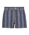 Fendi Pequin Striped Denim Shorts In Gray