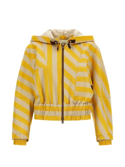 Fendi Yellow Stripes Hood Jacket