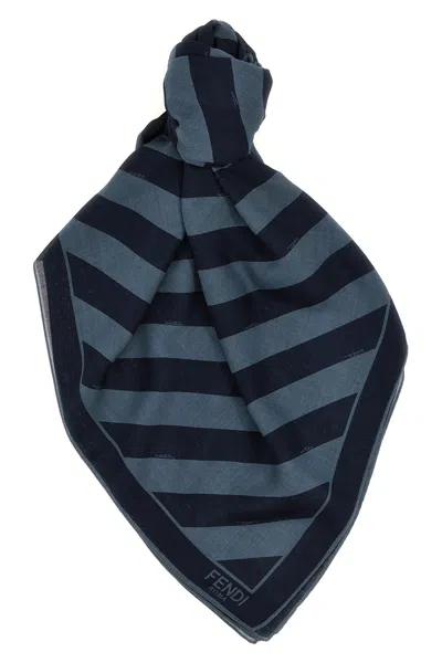Fendi Pequin Striped Shawl In Blue