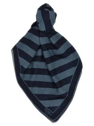 Fendi Pequin Striped Shawl In Blue