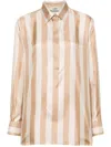Fendi Beige Pequin-stripe Silk Shirt