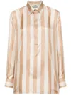 Fendi Beige Pequin-stripe Silk Shirt In Beige