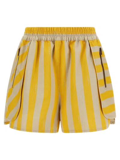 Fendi Pequin Striped Shorts Bermuda And Short Yellow