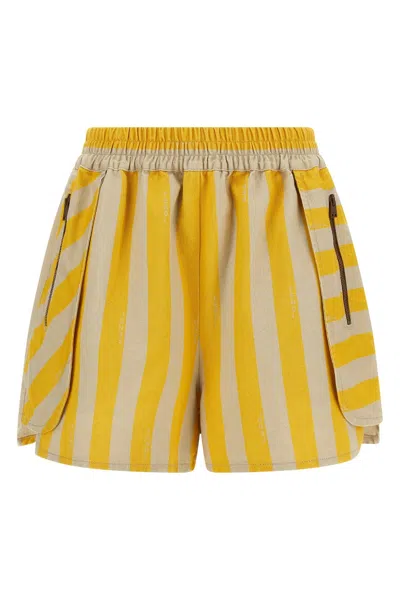 Fendi Pequin Striped Shorts In Yellow