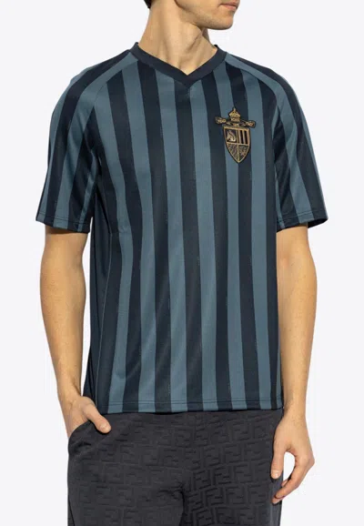 Fendi Pequin Striped T-shirt In Blue