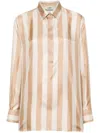 Fendi Beige Pequin-stripe Silk Shirt In Nude & Neutrals