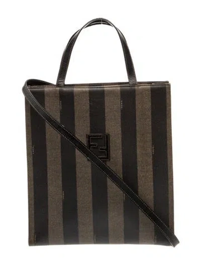 Pre-owned Fendi Pequin Top Handle Bag In Brown