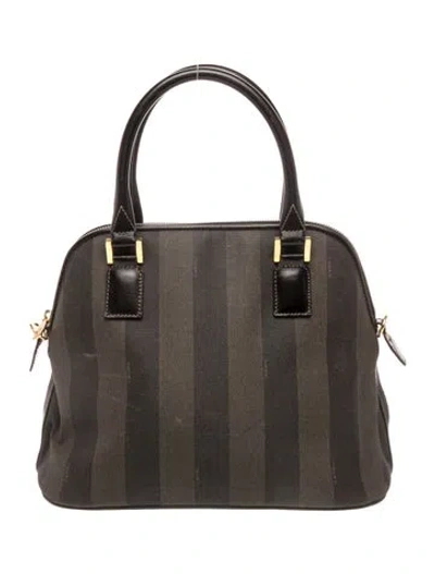 Pre-owned Fendi Pequin Top Handle Bag Vintage In Black