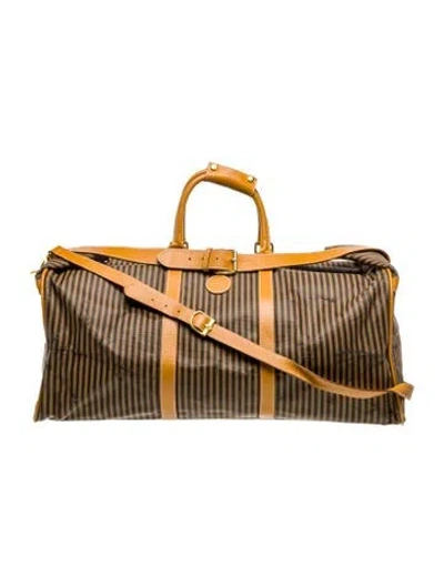 Pre-owned Fendi Pequin Weekender Bag Vintage In Neutral