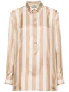 Fendi Beige Pequin-stripe Silk Shirt In Beige