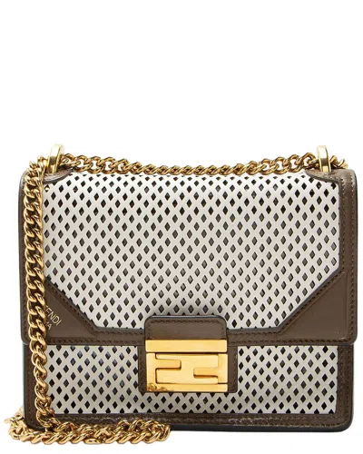 Pre-owned Fendi Perforated Leather Kan U Small Shoulder Bag (authentic Pre-loved)