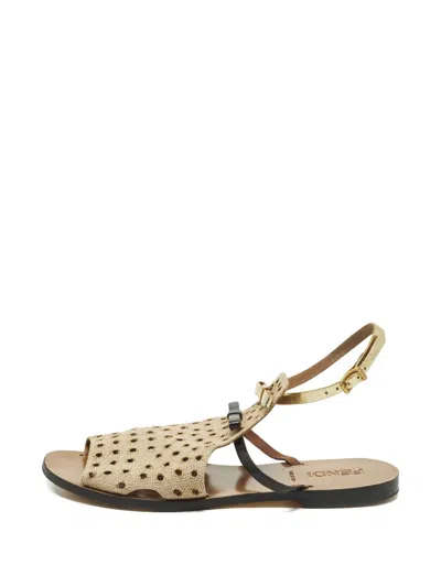Pre-owned Fendi Perforated Sandals In Neutral