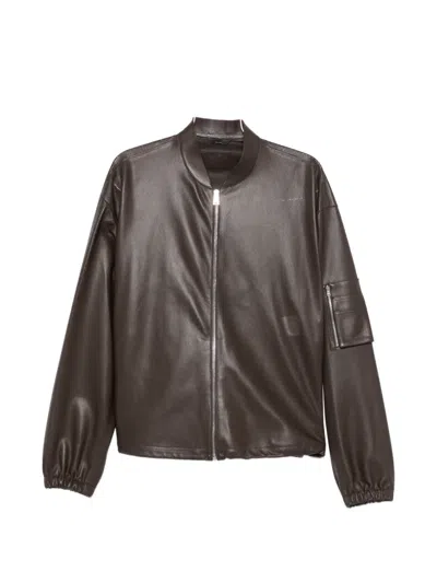 Fendi Perforated-leather Blouson Jacket In Brown