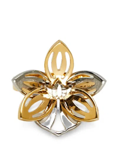 Pre-owned Fendi Petal-inspired Motif Ring In Gold