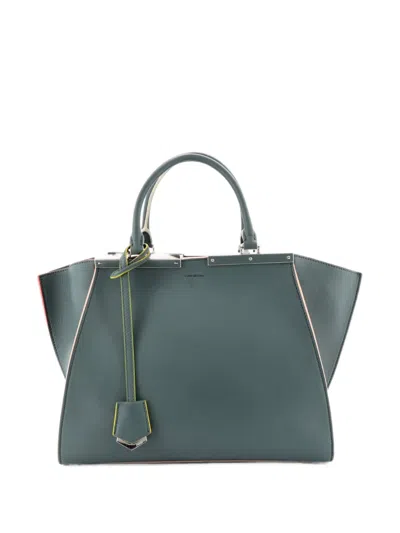 Pre-owned Fendi Petite 3jours Bag Leather Satchel In 绿色