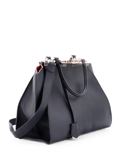 Pre-owned Fendi Petite 3jours Bag Leather Satchel In Black