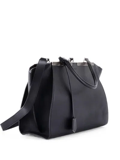 Pre-owned Fendi Petite 3jours Bag Leather Satchel In Black