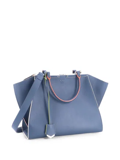 Pre-owned Fendi Petite 3jours Bag Leather Satchel In Blue