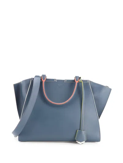 Pre-owned Fendi Petite 3jours Bag Leather Satchel In Blue