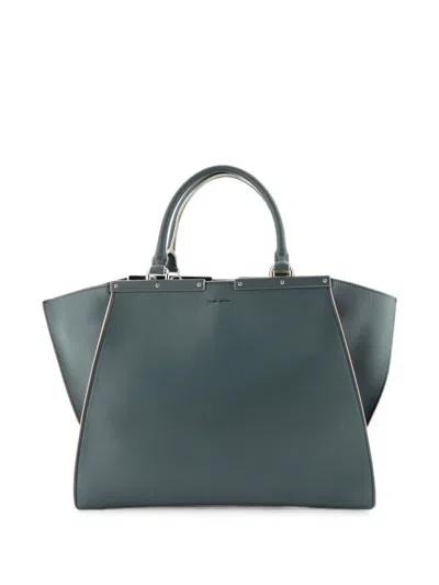 Pre-owned Fendi Petite 3jours Bag Leather Satchel In Green