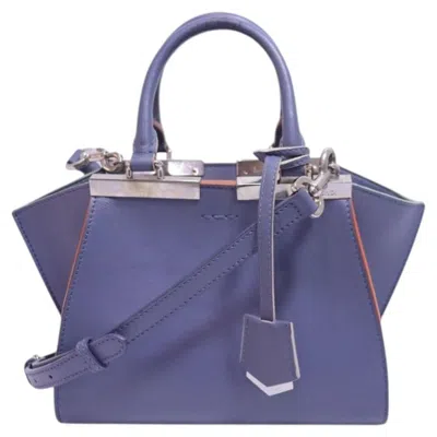 Pre-owned Fendi Petite 3jours Blue Leather Mini Satchel Bag