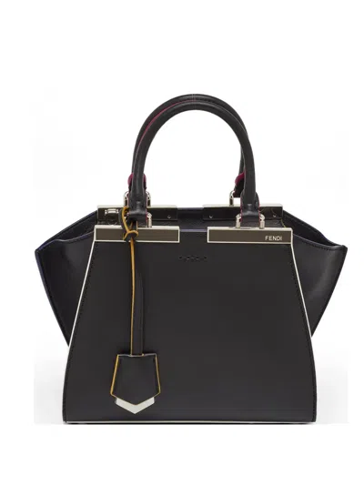 Pre-owned Fendi Petite 3jours Leather Tote Bag In Black