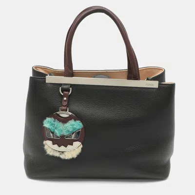 Pre-owned Fendi Petite Monster Sac 2jours Black Leather Tote