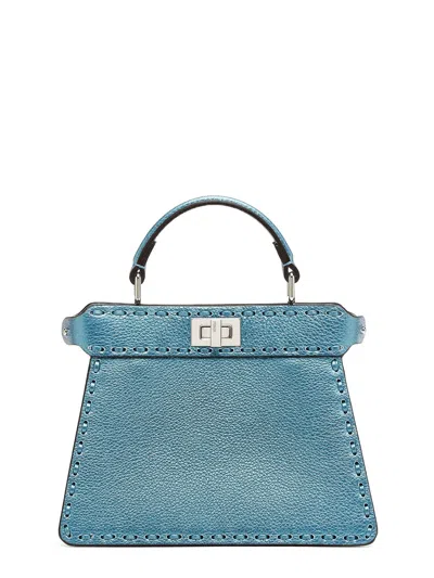 Fendi Petite Peekaboo Iseeu Leather Top Handle Bag In Laguna