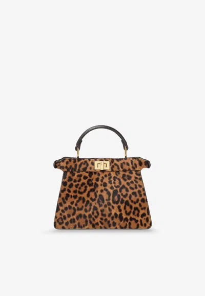 Fendi Petite Peekaboo Iseeu Leopard Print Top Handle Bag In Animal Print