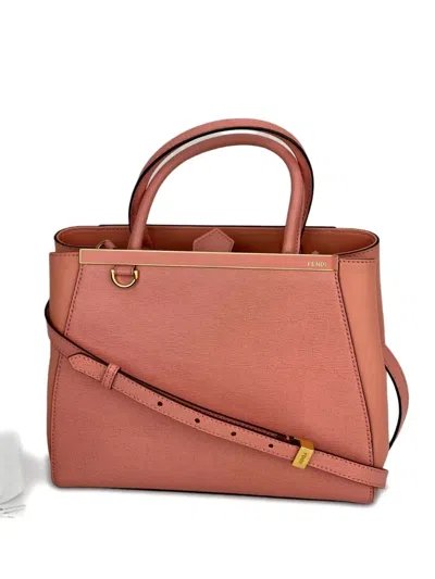 Pre-owned Fendi Petite Vitello Elite Flamingo Leather Tote Bag In Pink