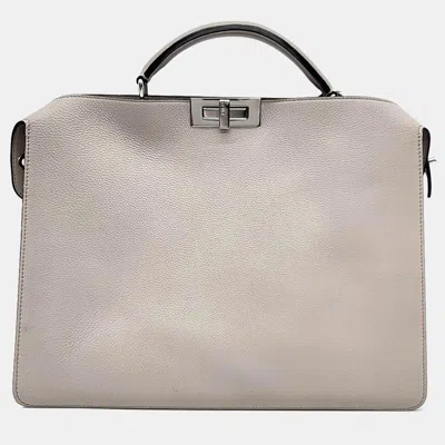 Pre-owned Fendi Pikabu I See U Medium Handbag In Grey