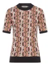 Fendi Women Embroidered Stretch Viscose Blend Sweater In Brown