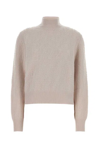 Fendi Powder Pink Stretch Wool Blend Sweater In Brown