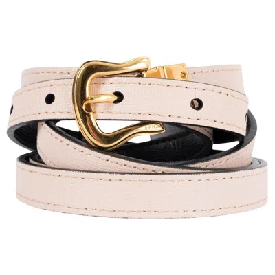 Pre-owned Fendi Pink & Black Leather Double Wrap Reversible Skinny Waist Belt 75