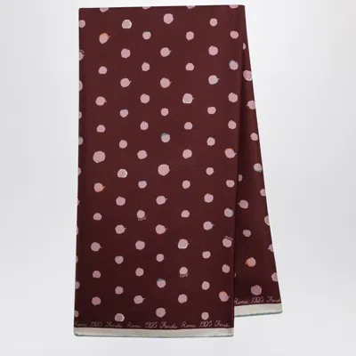 Fendi Pink And Burgundy Silk Falena Dots Foulard Women In Red