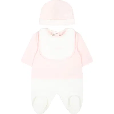 Fendi Pink Babygrow Set For Baby Girl With  Emblem