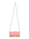Fendi Continental With Chain Baguette Leather Crossbody Bag In Pink