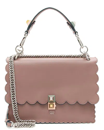 Pre-owned Fendi Pink Calfskin Studded Kan I Medium Shoulder Bag (authentic Pre-loved) In Neutral