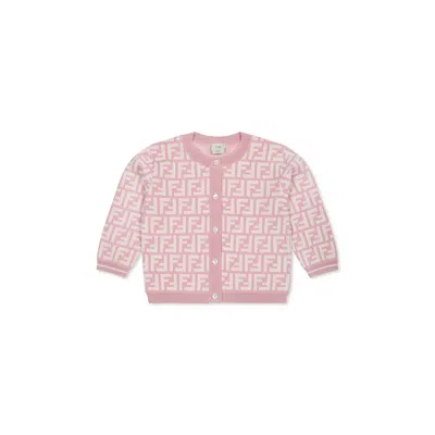 Fendi Pink Cardigan For Baby Girl