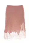 Fendi Women Cashmere And Silk Skirt With Lace Profiles In Pink