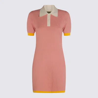 Fendi Women Cotton And Silk Blend Short Dress With All-over Ff Motif In Pink