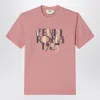 Fendi Pink Cotton T-shirt With Logo Print Women In Pink